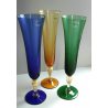 SET 3 BICCHIERI VETRO MURANO Venini CHAMPAGNE FLUTE SPIRALE MULTICOLORE ORO  