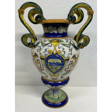 ANTICO VASO CERAMICA BIANSATO SANTARELLI ITALY GUALDO TADINO PRIMI 900 OLD VASE