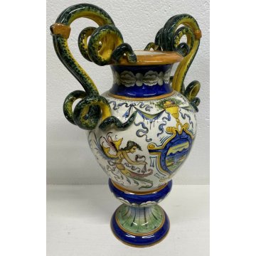 ANTICO VASO CERAMICA BIANSATO SANTARELLI ITALY GUALDO TADINO PRIMI 900 OLD VASE