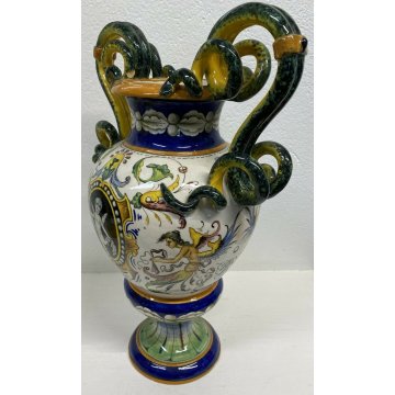ANTICO VASO CERAMICA BIANSATO SANTARELLI ITALY GUALDO TADINO PRIMI 900 OLD VASE