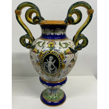 ANTICO VASO CERAMICA BIANSATO SANTARELLI ITALY GUALDO TADINO PRIMI 900 OLD VASE