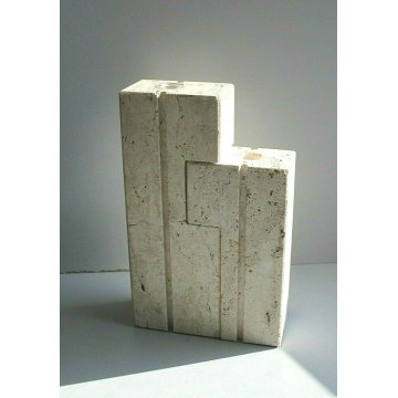 COPPIA PORTA FIORI CANDELE SCULTURA TRAVERTINO FRA.LLI Mannelli MODERNISTA 60/70