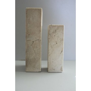 COPPIA PORTA FIORI CANDELE SCULTURA TRAVERTINO FRA.LLI Mannelli MODERNISTA 60/70