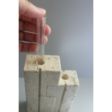 COPPIA PORTA FIORI CANDELE SCULTURA TRAVERTINO FRA.LLI Mannelli MODERNISTA 60/70