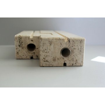 COPPIA PORTA FIORI CANDELE SCULTURA TRAVERTINO FRA.LLI Mannelli MODERNISTA 60/70