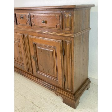 ANTICA CREDENZA PIEMONTESE LEGNO NOCE PATINA ORIGINALE MADIA EPOCA 1800 CASSETTI