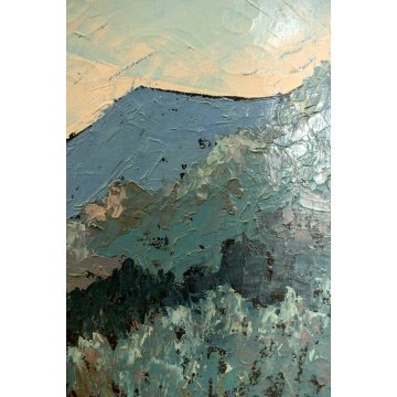 QUADRO DIPINTO Gobbato '76 OLIO TELA CUPOLA CHIESA MONSERRAT ISOLA D'ELBA VEDUTA