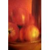 DIPINTO OLIO TELA Schiumerini NATURA MORTA TONI ROSSO BOTTIGLIA BICCHIERE MELE 