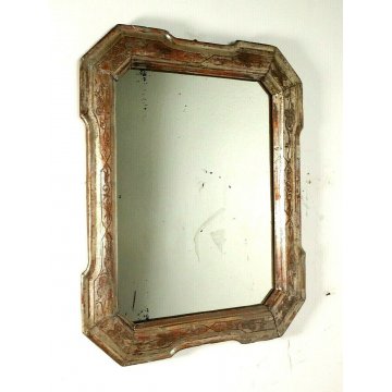 ANTICO SPECCHIO PARETE SPECCHIERA VASSOIO ARGENTATO DECORO BULINO MIRROR  '800