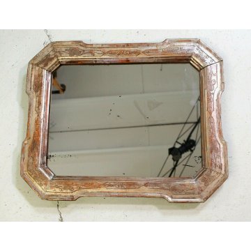 ANTICO SPECCHIO PARETE SPECCHIERA VASSOIO ARGENTATO DECORO BULINO MIRROR  '800