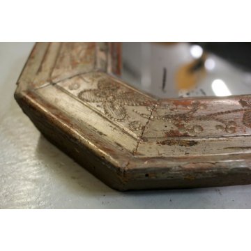 ANTICO SPECCHIO PARETE SPECCHIERA VASSOIO ARGENTATO DECORO BULINO MIRROR  '800