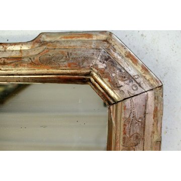 ANTICO SPECCHIO PARETE SPECCHIERA VASSOIO ARGENTATO DECORO BULINO MIRROR  '800