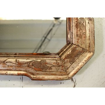 ANTICO SPECCHIO PARETE SPECCHIERA VASSOIO ARGENTATO DECORO BULINO MIRROR  '800