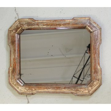 ANTICO SPECCHIO PARETE SPECCHIERA VASSOIO ARGENTATO DECORO BULINO MIRROR  '800