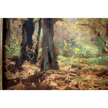 ANTICO QUADRO OLIO PAESAGGIO PARUZZARO SCORCIO MONTAGNE BOSCO Comolli (?) 1942 