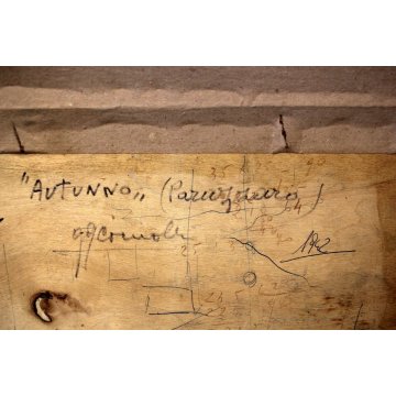 ANTICO QUADRO OLIO PAESAGGIO PARUZZARO SCORCIO MONTAGNE BOSCO Comolli (?) 1942 