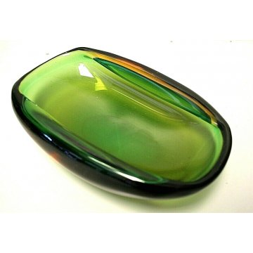 CENTROTAVOLA VETRO MURANO SOFFIATO SOMMERSO VERDE ATTR. Seguso Flavio Poli '40