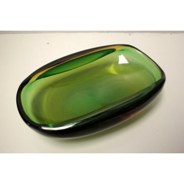 CENTROTAVOLA VETRO MURANO SOFFIATO SOMMERSO VERDE ATTR. Seguso Flavio Poli '40