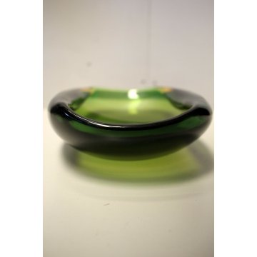 CENTROTAVOLA VETRO MURANO SOFFIATO SOMMERSO VERDE ATTR. Seguso Flavio Poli '40