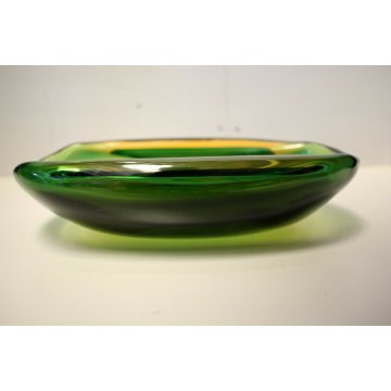 CENTROTAVOLA VETRO MURANO SOFFIATO SOMMERSO VERDE ATTR. Seguso Flavio Poli '40