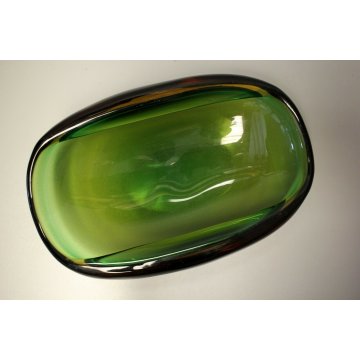 CENTROTAVOLA VETRO MURANO SOFFIATO SOMMERSO VERDE ATTR. Seguso Flavio Poli '40