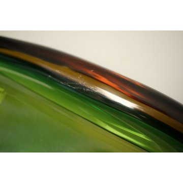 CENTROTAVOLA VETRO MURANO SOFFIATO SOMMERSO VERDE ATTR. Seguso Flavio Poli '40