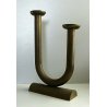 ANTICO CANDELIERE ART DECO' OTTONE MODERNISTA 2 LUMI PORTA CANDELE CANDLESTICK