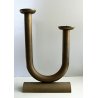 ANTICO CANDELIERE ART DECO' OTTONE MODERNISTA 2 LUMI PORTA CANDELE CANDLESTICK