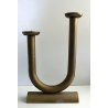 ANTICO CANDELIERE ART DECO' OTTONE MODERNISTA 2 LUMI PORTA CANDELE CANDLESTICK