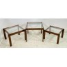 SET 3 TAVOLINI IMPILABILI VINTAGE LEGNO VETRO TABLE DESIGN MID CENTURY ANNI 70 