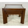 SET 3 TAVOLINI IMPILABILI VINTAGE LEGNO VETRO TABLE DESIGN MID CENTURY ANNI 70 