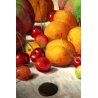 DIPINTO Dario Piazza NATURA MORTA FRUTTA ALBICOCCHE PESCHE CILIEGIE MONETA '900