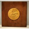 BASSORILIEVO SCULTURA BRONZO DORATO Francesco Messina "Cavallo al trotto" ø16cm 