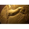 BASSORILIEVO SCULTURA BRONZO DORATO Francesco Messina "Cavallo al trotto" ø16cm 