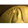 BASSORILIEVO SCULTURA BRONZO DORATO Francesco Messina "Cavallo al trotto" ø16cm 