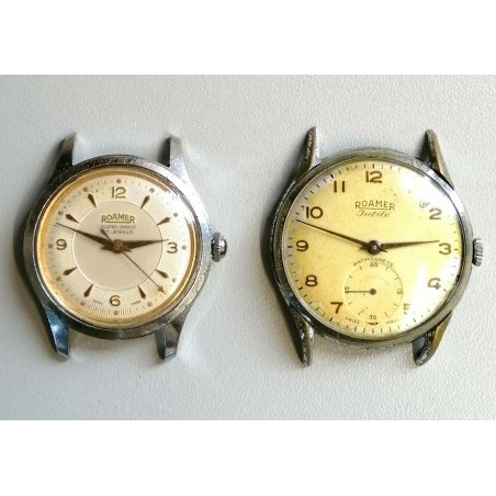 2 pz. ANTICO OROLOGIO POLSO Roamer EPOCA 900 meccanico OLD WRIST WATCH VINTAGE