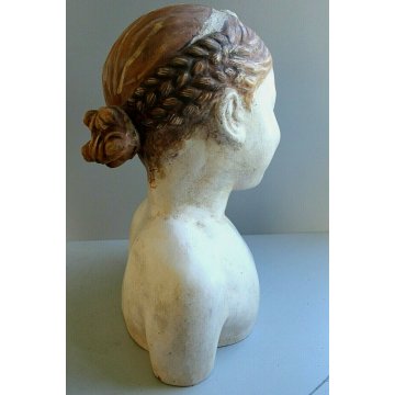 SCULTURA TUTTOTONDO BUSTO TERRACOTTA BIMBA TRECCIA Fanciulla del Pampaloni '900