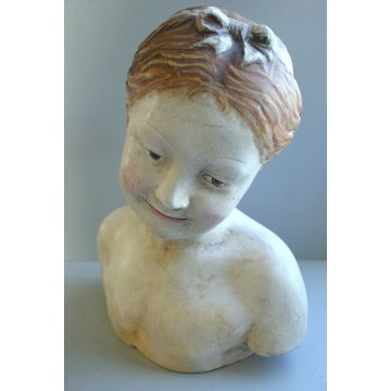 SCULTURA TUTTOTONDO BUSTO TERRACOTTA BIMBA TRECCIA Fanciulla del Pampaloni '900