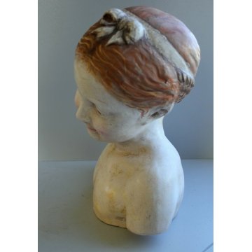 SCULTURA TUTTOTONDO BUSTO TERRACOTTA BIMBA TRECCIA Fanciulla del Pampaloni '900