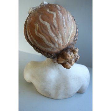 SCULTURA TUTTOTONDO BUSTO TERRACOTTA BIMBA TRECCIA Fanciulla del Pampaloni '900