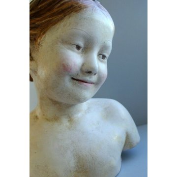 SCULTURA TUTTOTONDO BUSTO TERRACOTTA BIMBA TRECCIA Fanciulla del Pampaloni '900