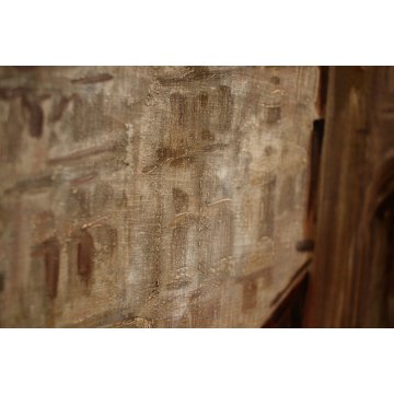 GRANDE QUADRO DIPINTO OLIO PAESAGGIO NAPOLI MERCATO SCENA DI GENERE FIORAIE  