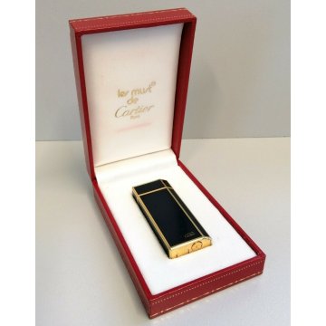 Must de Cartier ACCENDINO TASCA Lacca Cinese BLU Paris VINTAGE LIGHTER BRIQUET