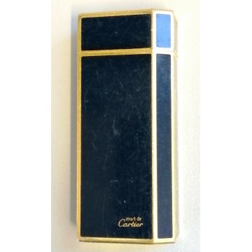 Must de Cartier ACCENDINO TASCA Lacca Cinese BLU Paris VINTAGE LIGHTER BRIQUET