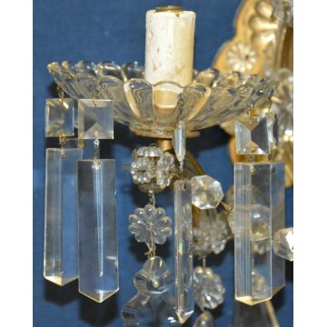 ANTICA COPPIA LAMPADA MURO Liberty APPLIQUE VETRO Murano OLD GLASS WALL LAMP