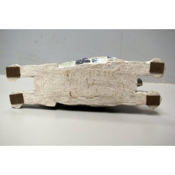 SCULTURA ELEFANTE THAILANDIA DECORO PIASTRELLE ANTICHE BIANCO BLUE & WHITE TILES