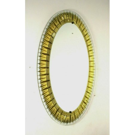 SPECCHIERA OVALE Cristal Arte WALL MIRROR SPECCHIO MOLATO DORATO MODERNISTA '60 