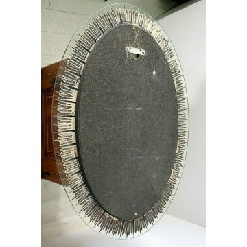 SPECCHIERA OVALE Cristal Arte WALL MIRROR SPECCHIO MOLATO DORATO MODERNISTA '60 