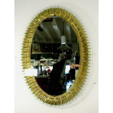 SPECCHIERA OVALE Cristal Arte WALL MIRROR SPECCHIO MOLATO DORATO MODERNISTA '60 