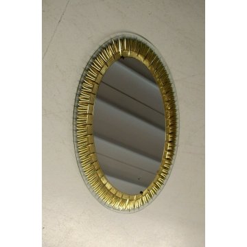 SPECCHIERA OVALE Cristal Arte WALL MIRROR SPECCHIO MOLATO DORATO MODERNISTA '60 